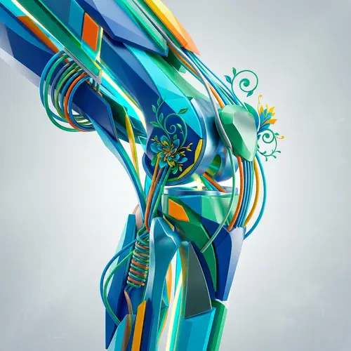 Abstract Knee Joint Art: Growth, Flexibility & Movement