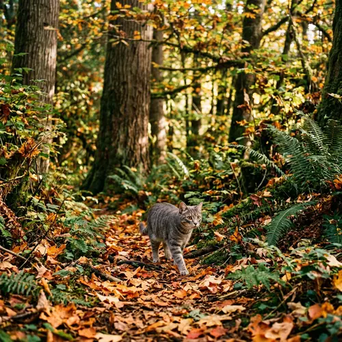 Cat Exploring Dense Forest | Nature Adventure