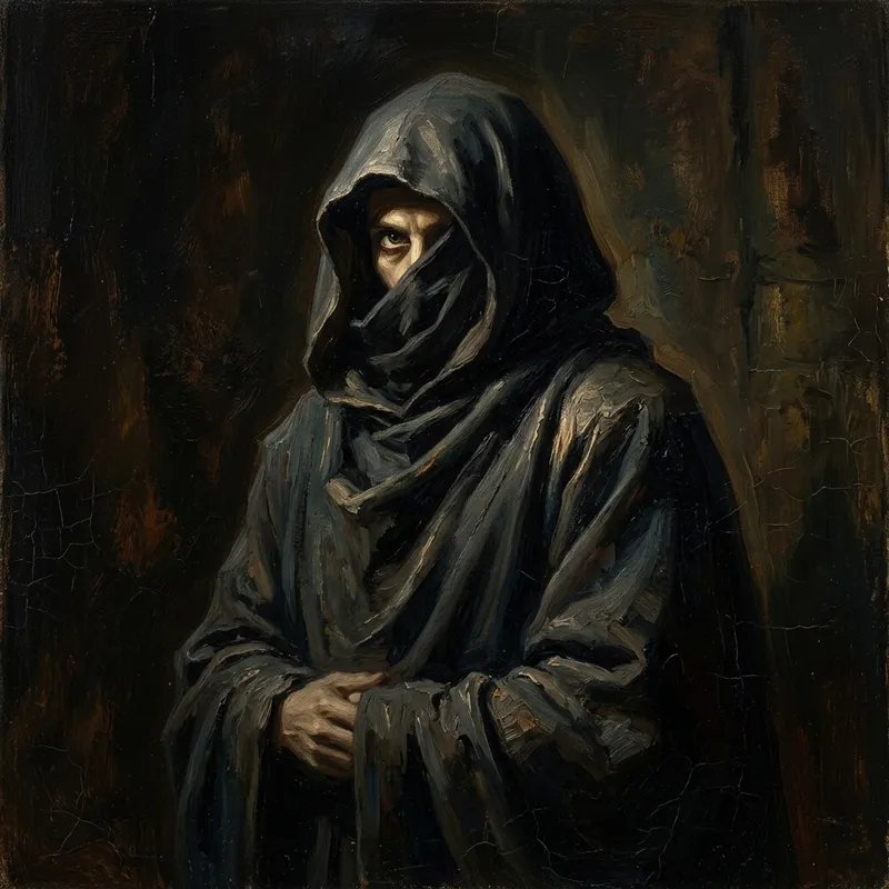 Enigmatic Gothic Figure in Flowing Cloak | Dark and Moody Digital Painting