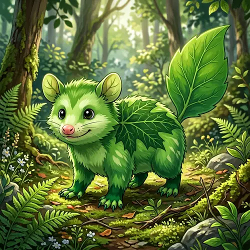 Grass-Type Opossum Pokémon | Leaf-Eared Starter Character