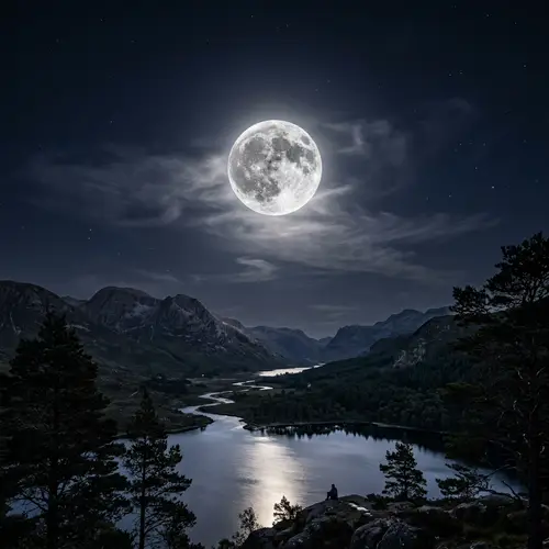 Serenity of the Glowing Full Moon Night