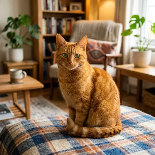 Orange House Cat with Piercing Green Eyes