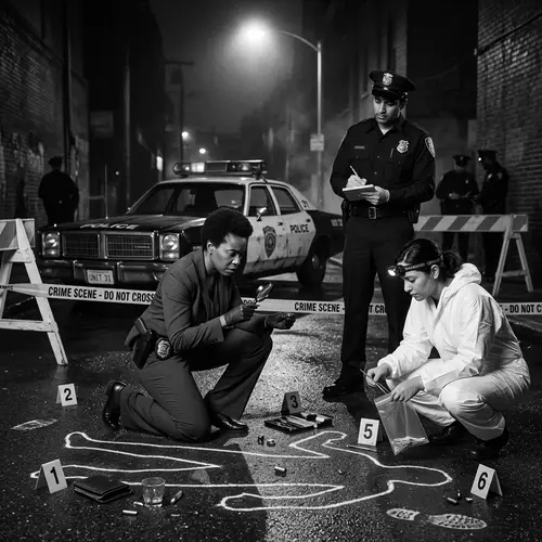 Diverse Crime Scene Investigation Team Examining Evidence