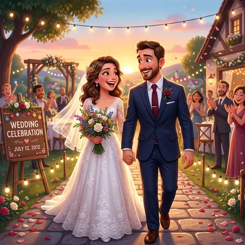 Pixar-style Happy Couple at Concert