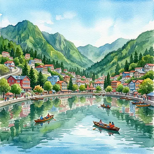 Scenic Nainital Watercolor Painting | Tranquil Landscape Art