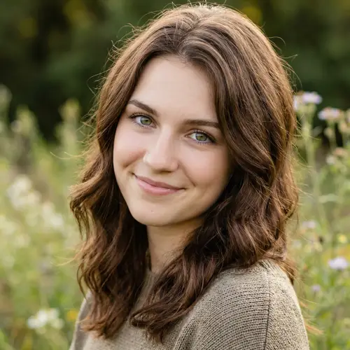 Beautiful Girl with Green Eyes and Chestnut Brown Hair