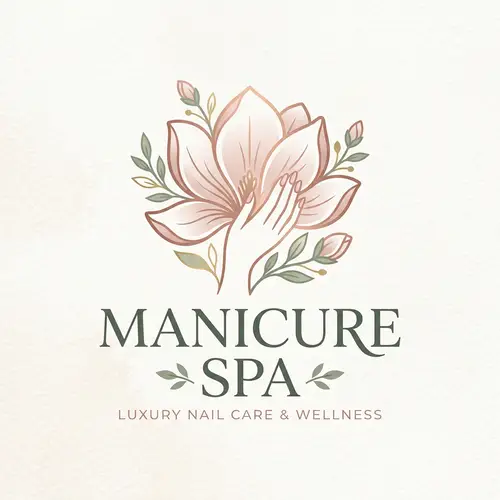 Nail Spa Logo Design with Floral Elements