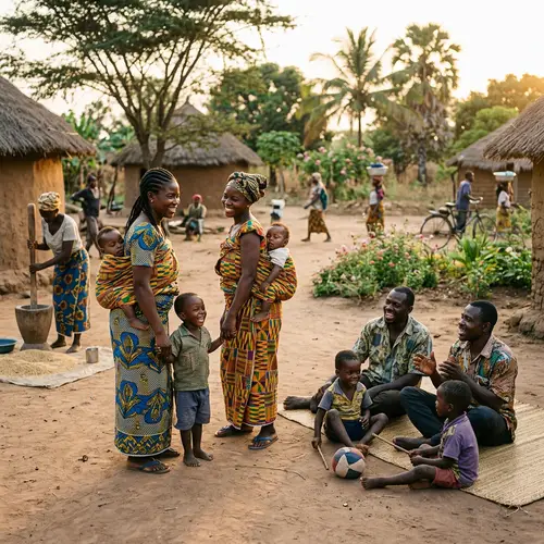 African Community Scene: Mothers, Fathers, Children, and Harmony