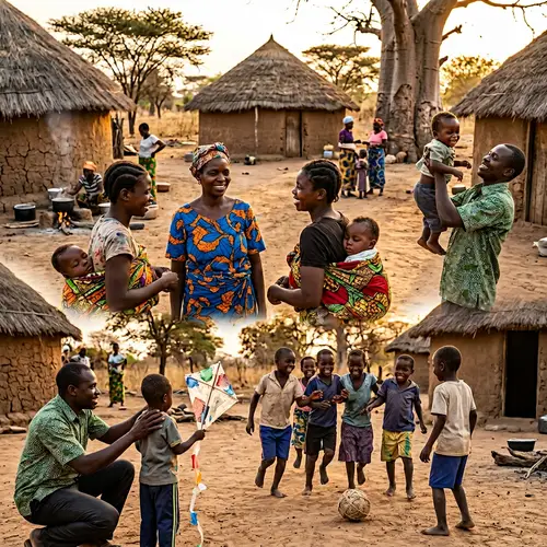 African Community Scene Filled with Warmth and Unity