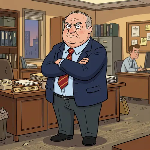Cartoonish Fat Character in Jacket & Tie