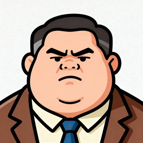Cartoonish Fat Character in Jacket & Tie