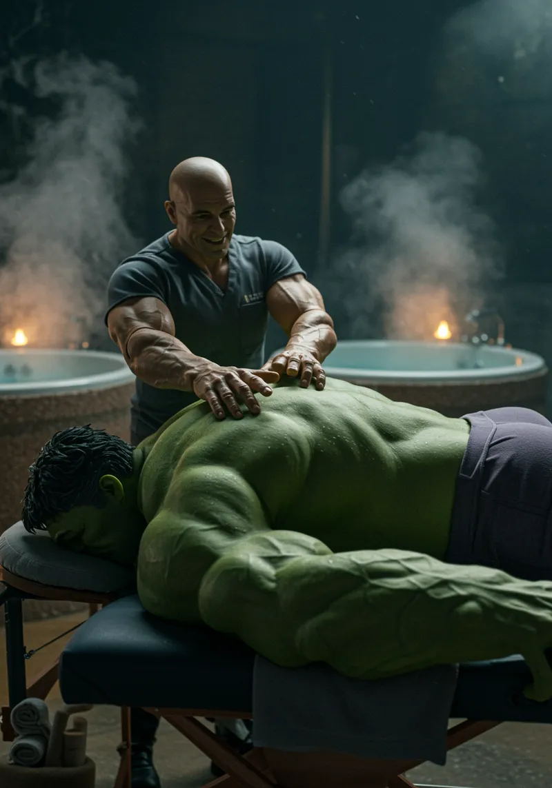 Hulk Getting Massage: Relaxation for the Mighty