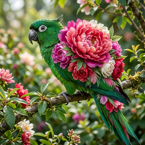 Peony Parrot: Vibrant Fusion of Flower and Bird