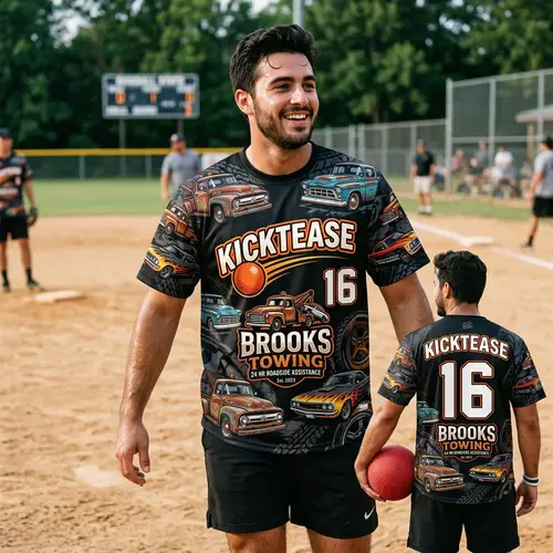 KickTease Kickball Jersey with Classic Trucks