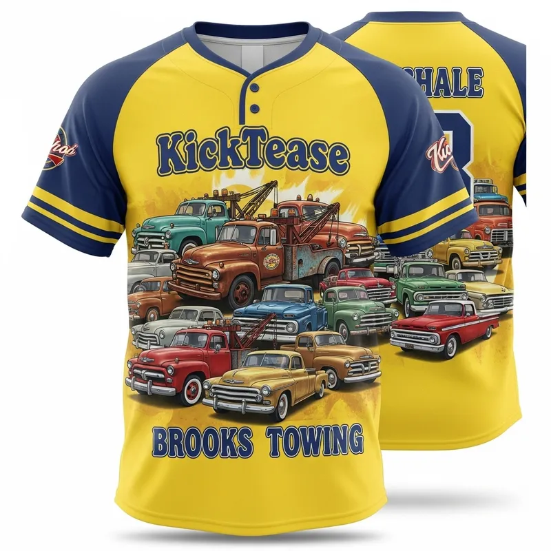 KickTease Kickball Jersey with Classic Trucks