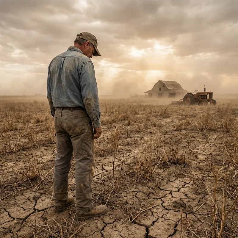 Drought Devastated Farmland: A Farmer's Despair Drought Devastated Farmland: A Farmer's Despair