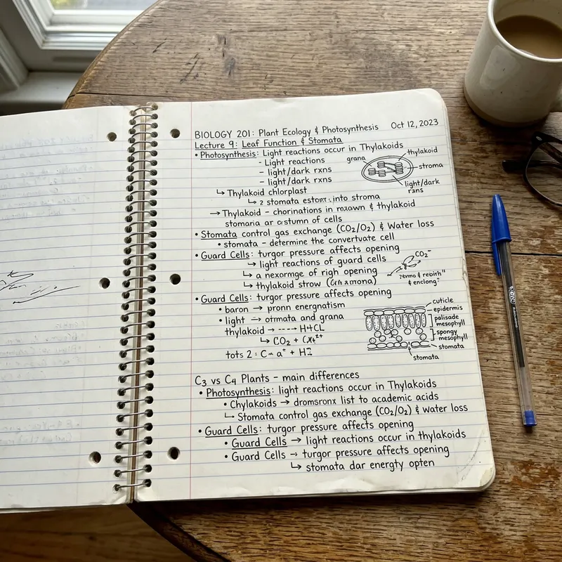 Handwritten Notes on Open Notebook Page