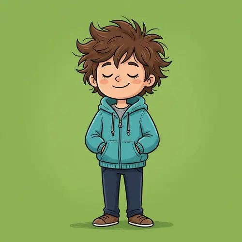 Cartoon Character Illustration on Green Background