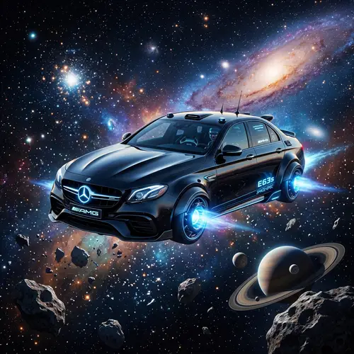 Futuristic Mercedes E63s in Space: Enhanced Design for Zero-Gravity Travel