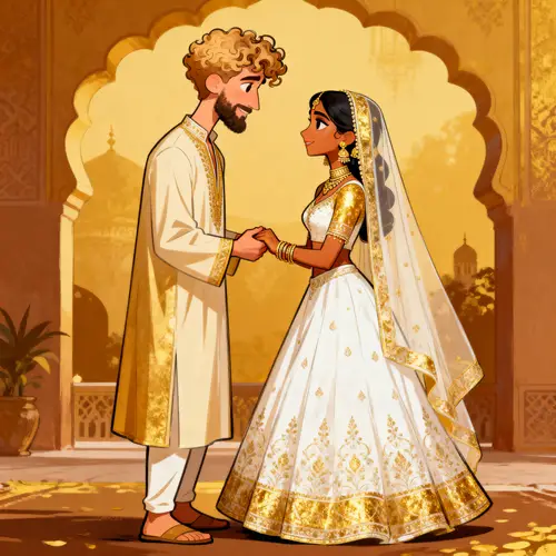 Desi Couple Caricature for Wedding Invites