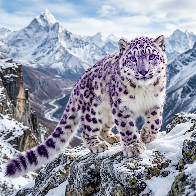 Purple-Spotted Snow Leopard: Energetic and Fluffy