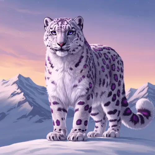 Purple-Spotted Snow Leopard: Energetic and Fluffy