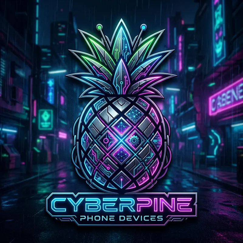 Cyberpunk Pineapple Phone Logo | Futuristic Design