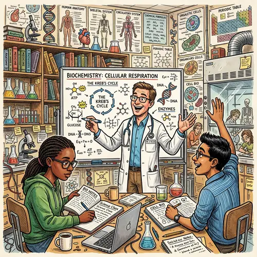 Enthusiastic Doctor Teaching Science | Medical Classroom Doodle