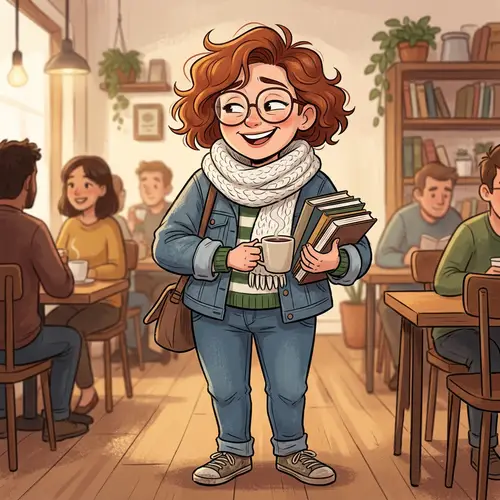 Charming Adult Cartoon Character with Glasses