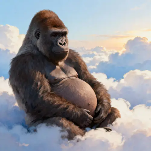Pregnant Gorilla in the Clouds