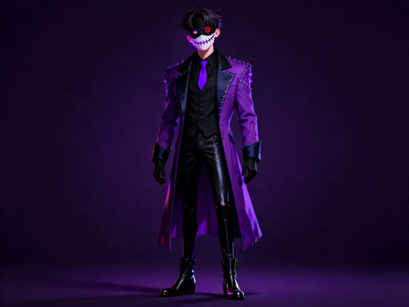 Stylized Man with Unique Mask and Elegant Attire Stylized Man with Unique Mask and Elegant Attire