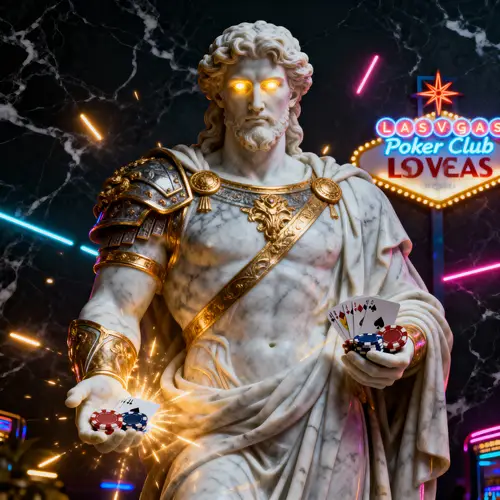 Epic Las Vegas Poker Club Statue Illustration