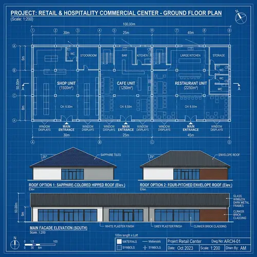 Blueprint for Single-Story Shop, Cafe & Restaurant