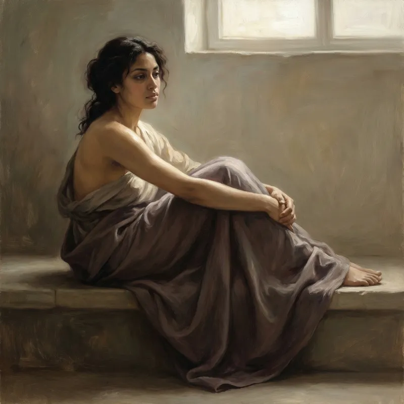 Exotic Female Model - Classical Style Painting