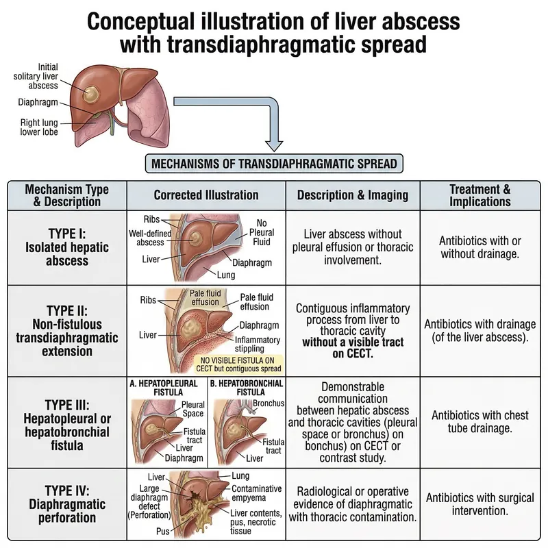 Liver Abscess: Transdiaphragmatic Spread Mechanisms