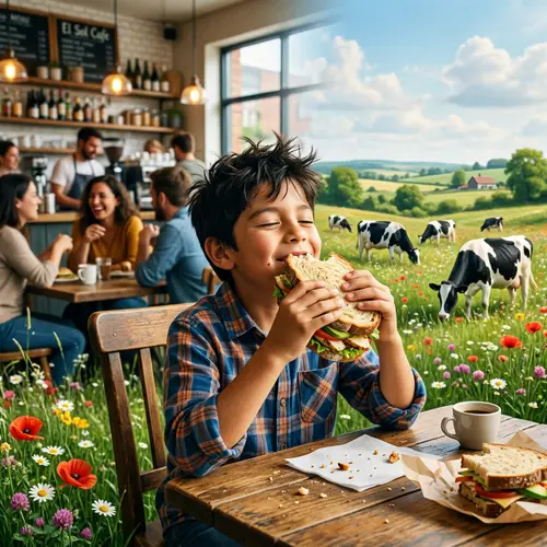 Delicious Sandwich Transports Young Boy to Nature's Embrace