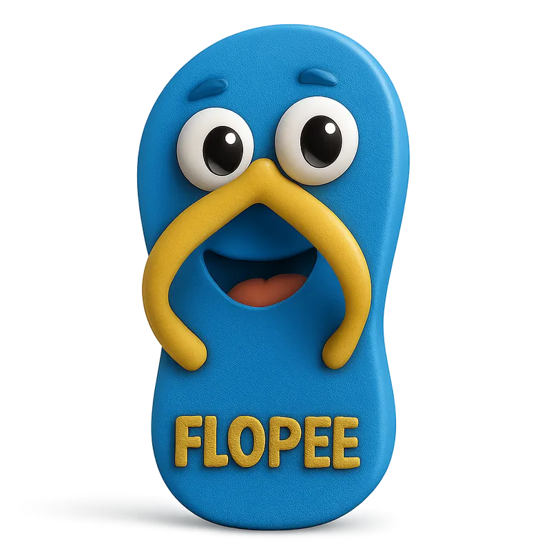 3D Cartoon Style FLOPEE Mascot Design