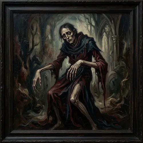 Distorted Nightmarish Figure in Beksinski Style