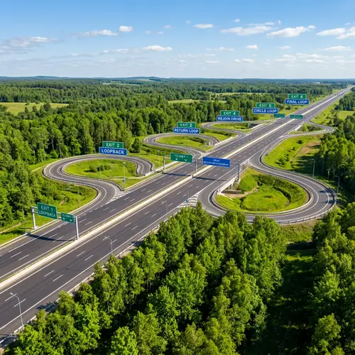 Detailed Highway System with Unique Exits | Visualize a Sunny Day