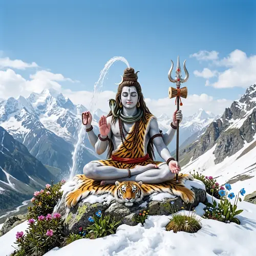 Mahadev Deity Meditation Snowy Mountaintop