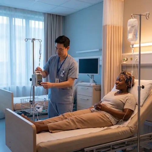 IV Therapy Session in Modern Medical Room