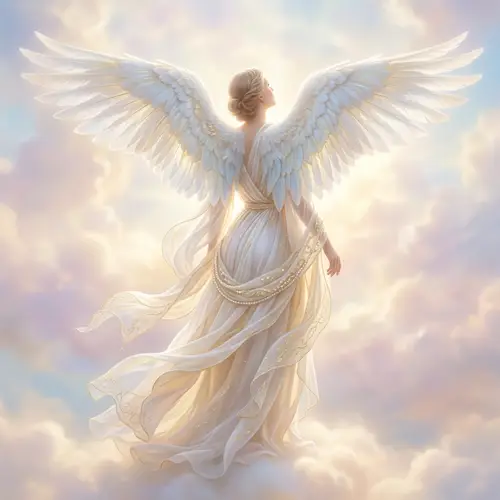 Angelic Figure with Feathered Wings: Embodiment of Peace and Hope