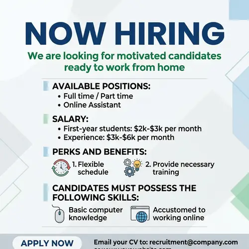 Now Hiring: Work from Home Online Assistant | Salary 2k-6k