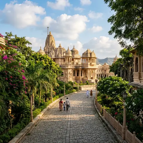 Hindu Palace with Long Path | Serene and Architectural Beauty