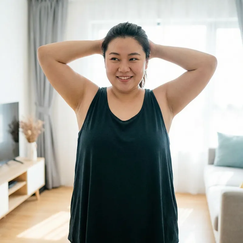 Curvy Chinese Mom in Stylish Tank Top