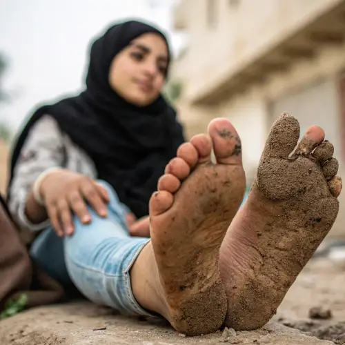 Dominant Hijab Girl with Dirty Feet Soles