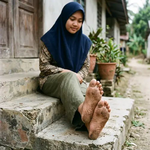 Dominant Hijab Girl with Dirty Feet Soles