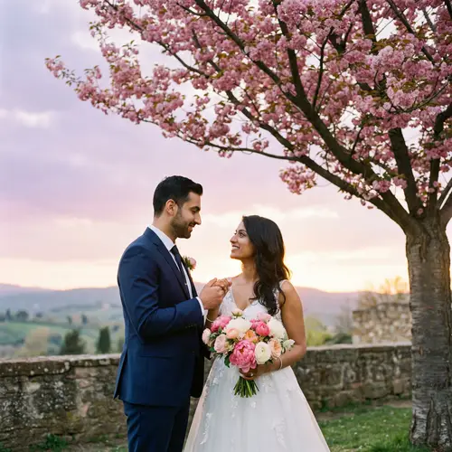 Romantic Prewedding Photoshoot under Cherry Tree - Love Story Captured