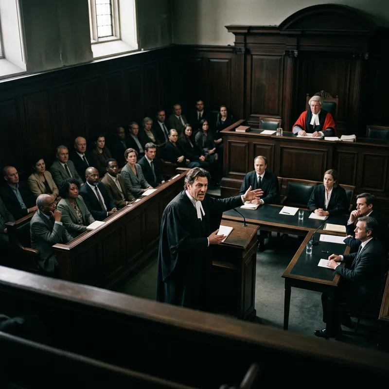 Passionate Legal Advocate in Intense Courtroom Scene - Dramatic Genre