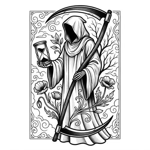 Grim Reaper Stencil Tattoo: Embodying Life's Time